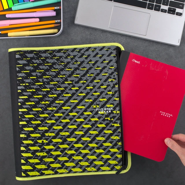 Alt view image 7 of 7 - Zipper Binder, 2 Inch 3-Ring Xpanz Case Binder with Expansion Panel, Removable Pencil Pouch, 380 Sheet Capacity, Sport Lime (280177FA)