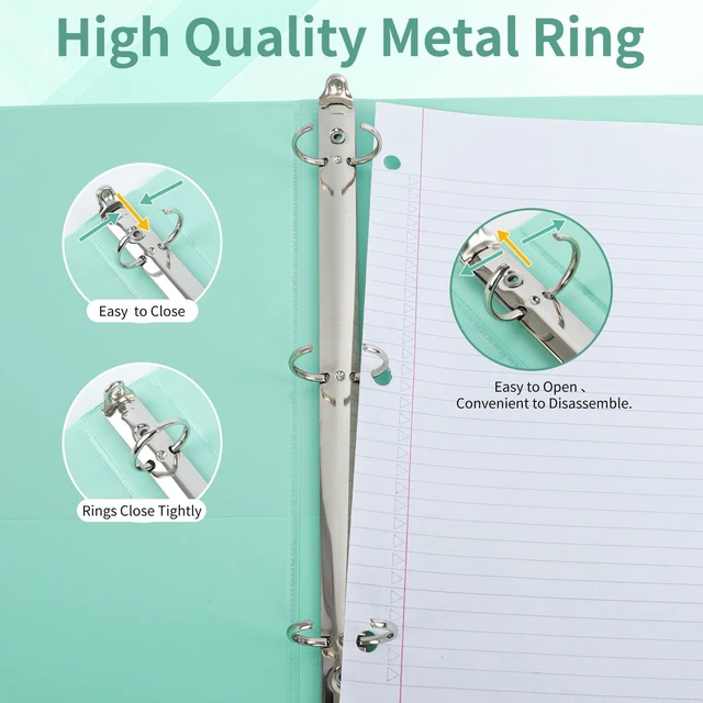 Alt view image 5 of 7 - 1" 3-Ring Binder, 1-inch Pastel Color Binders with 2 Inside Pockets, Clear View Cover Binder Holds 8.5'' x 11''Paper, Round Ring Binders for Office/Home/School, 6 Pack (Assorted 6 Colors)
