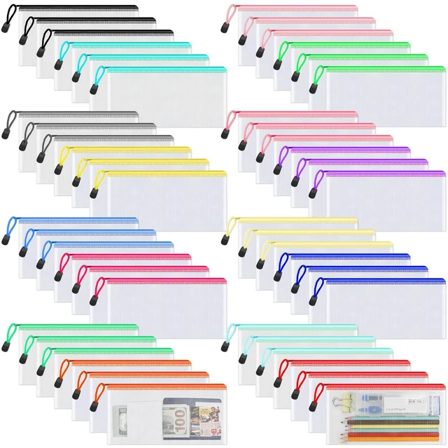 Main image of 48 Pack A6 Mesh Zipper Pouch Classroom Supplies for Teachers 16 Colors (3 Per Color), Waterproof PVC Pencil Bags for Teachers, Classroom Supplies, Puzzles and Bulk Storage