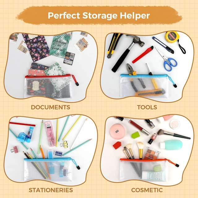 Alt view image 5 of 6 - 48 Pack A6 Mesh Zipper Pouch Classroom Supplies for Teachers 16 Colors (3 Per Color), Waterproof PVC Pencil Bags for Teachers, Classroom Supplies, Puzzles and Bulk Storage