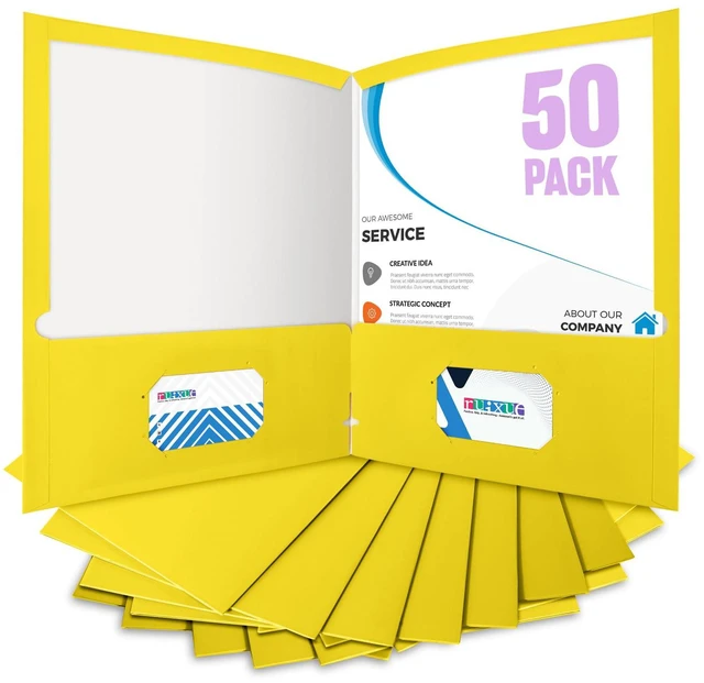 Main image of ® 50 Packs Yellow Folders,Paper Folder Surface with Waterproofing,Letter Size,Holds 100 Plus Sheets,for School,Office,Business. (50, Yellow)