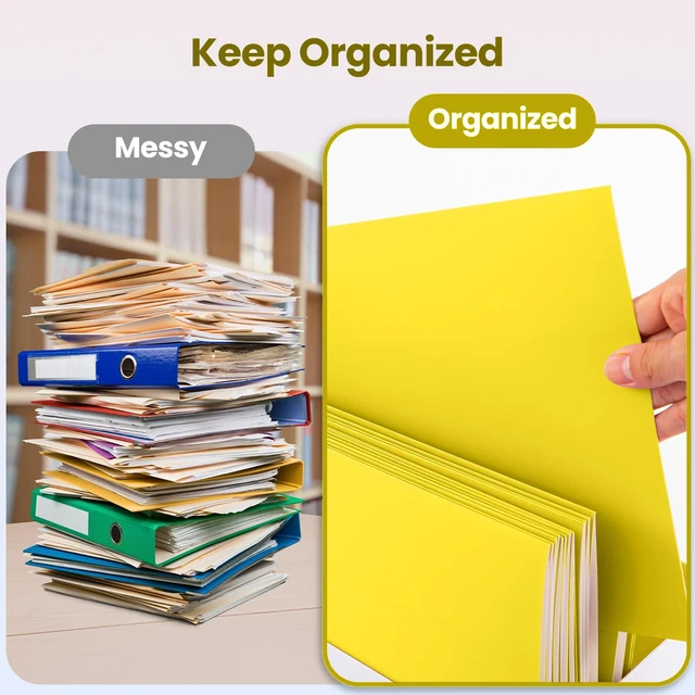 Alt view image 3 of 6 - ® 50 Packs Yellow Folders,Paper Folder Surface with Waterproofing,Letter Size,Holds 100 Plus Sheets,for School,Office,Business. (50, Yellow)