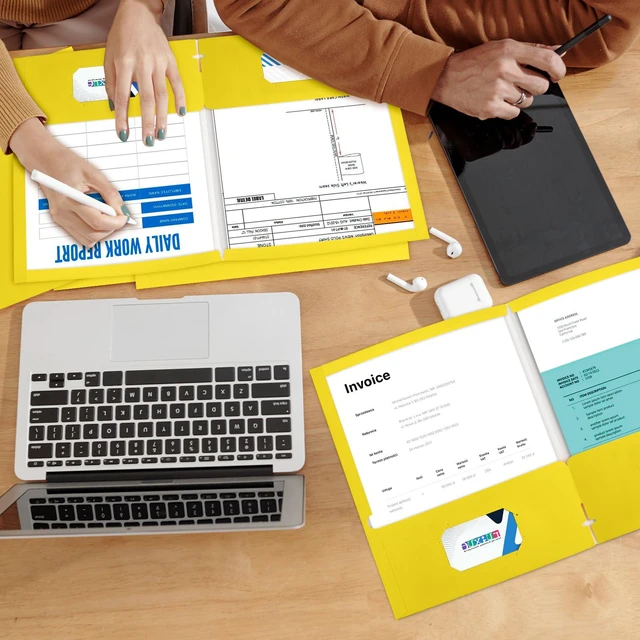 Alt view image 5 of 6 - ® 50 Packs Yellow Folders,Paper Folder Surface with Waterproofing,Letter Size,Holds 100 Plus Sheets,for School,Office,Business. (50, Yellow)