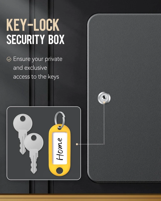 Alt view image 5 of 7 - 100 Position Key Cabinet with Key Lock Wall Mounted Black Security Storage Box Steel Key Organizer with Colorful Key Tag Labels Stickers and Hooks