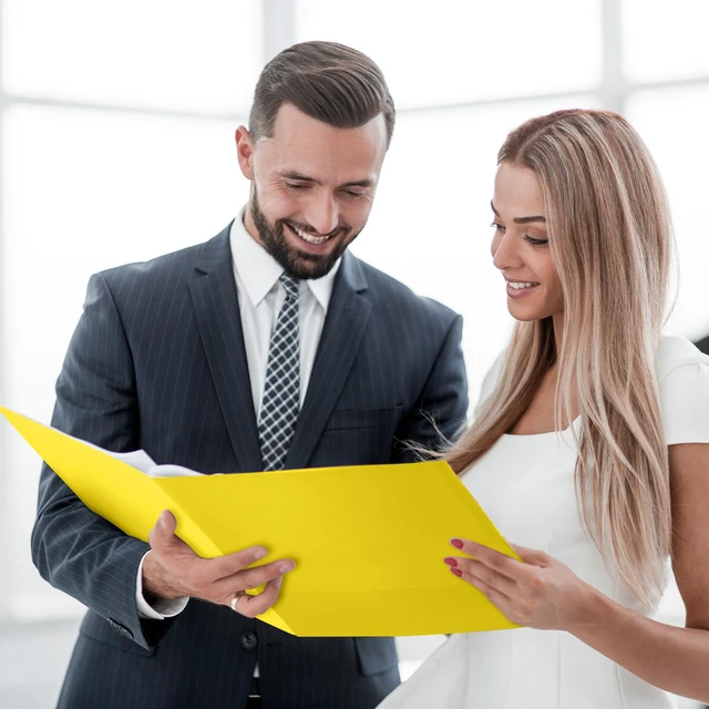Alt view image 6 of 6 - ® 50 Packs Yellow Folders,Paper Folder Surface with Waterproofing,Letter Size,Holds 100 Plus Sheets,for School,Office,Business. (50, Yellow)