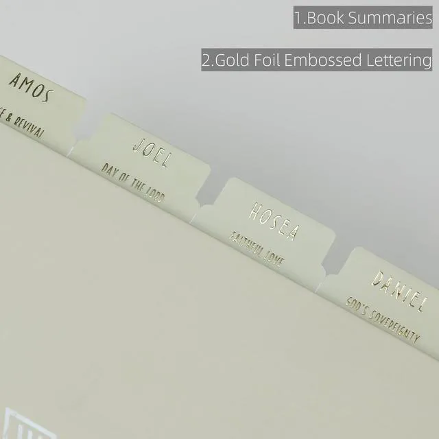 Alt view image 2 of 7 - Laminated Bible Tabs with Book Summaries(Lime Cream) Bible Tabs for Women and Men, 3D Gold Foil Embossed Lettering, Reposition Large Print Stickers, Easy to Read, Easy Navigation