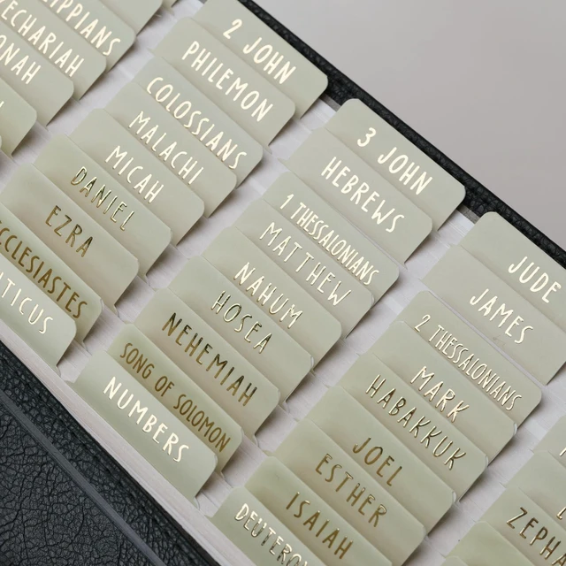 Alt view image 5 of 7 - Laminated Bible Tabs with Book Summaries(Lime Cream) Bible Tabs for Women and Men, 3D Gold Foil Embossed Lettering, Reposition Large Print Stickers, Easy to Read, Easy Navigation