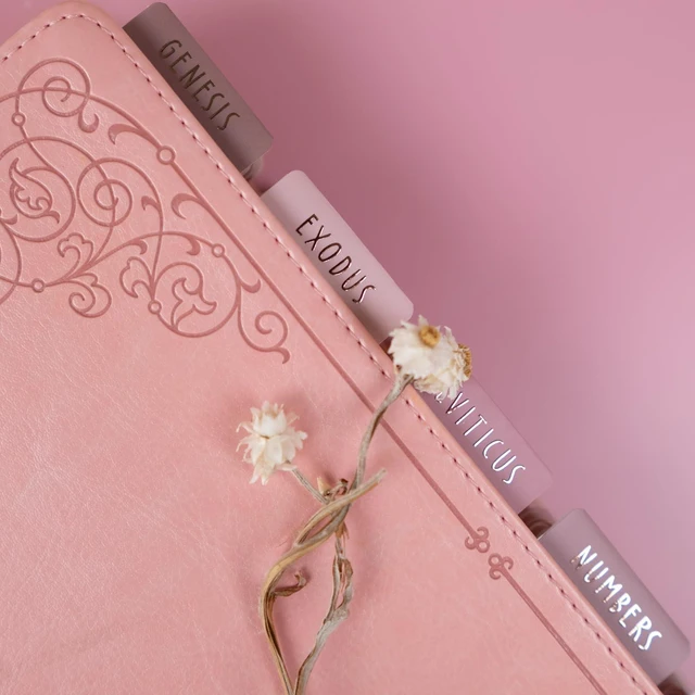Alt view image 2 of 7 - Laminated Bible Tabs, Rose Gold Foil Embossed Lettering(Pink) Bible Tabs for Women and Men,Reposition Large Print Stickers, Easy to Read, Easy Navigation,Bible Study Supplies