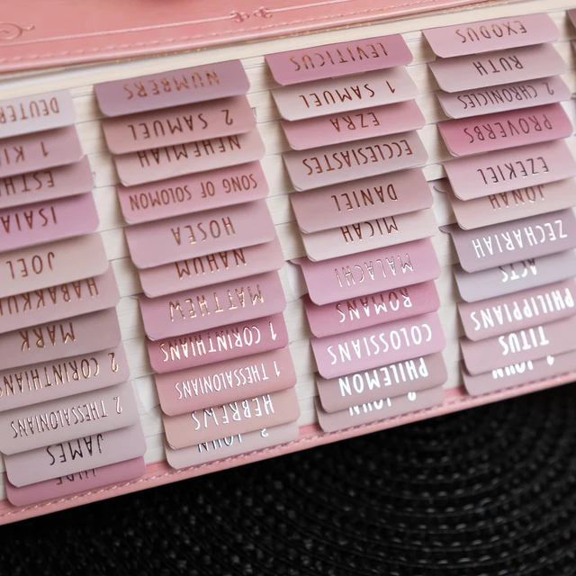 Alt view image 4 of 7 - Laminated Bible Tabs, Rose Gold Foil Embossed Lettering(Pink) Bible Tabs for Women and Men,Reposition Large Print Stickers, Easy to Read, Easy Navigation,Bible Study Supplies