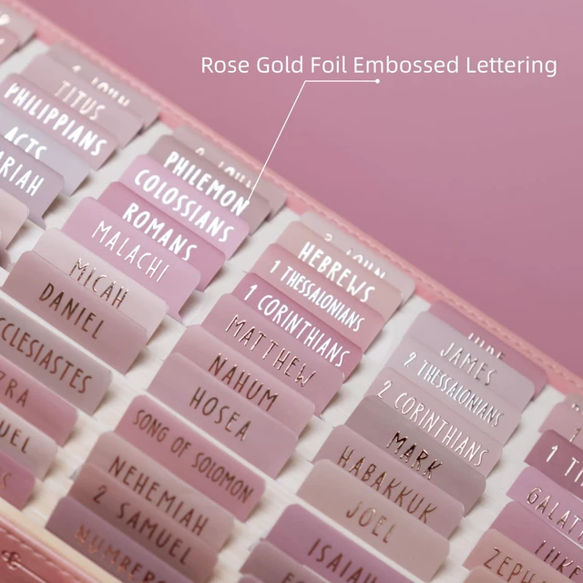 Alt view image 3 of 7 - Laminated Bible Tabs, Rose Gold Foil Embossed Lettering(Pink) Bible Tabs for Women and Men,Reposition Large Print Stickers, Easy to Read, Easy Navigation,Bible Study Supplies