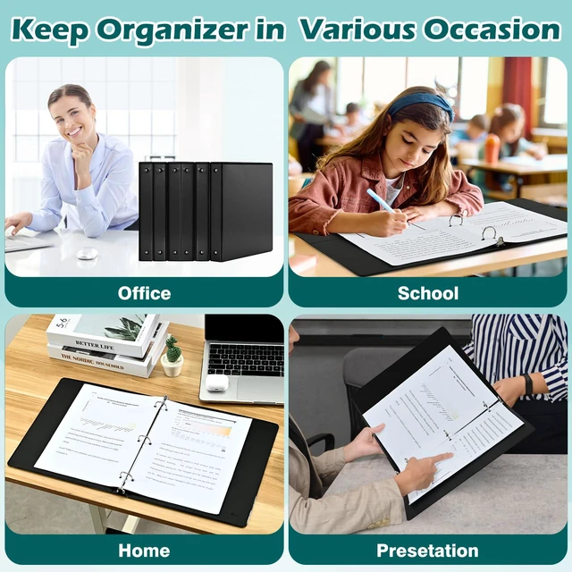 Alt view image 7 of 7 - 3 Ring Binder 1 Inch 12 Pack, 1" Clear View Round-Ring-Binder, PVC-Free,Holds for 200 Sheets 8.5" x 11" US Letter Size Paper, Durable Black Binders Perfect for Office,School and Home