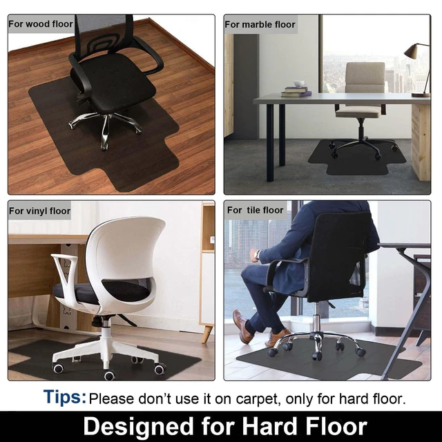 Alt view image 2 of 7 - Office Chair Mat for Hardwood Floor, 36" x 48" Black Mat with Lip Laminate/Tile/Vinyl, Not Carpet, Computer Desk Mat, With Lip, Stay in Place, Easy Glide for Rolling Chair, Easy Trim