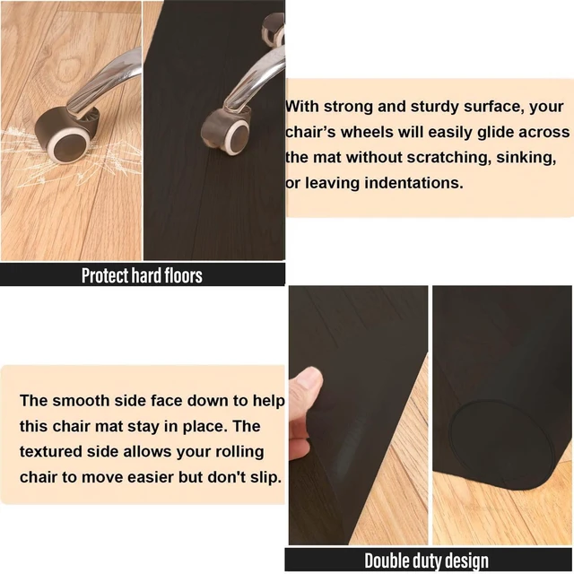 Alt view image 4 of 7 - Office Chair Mat for Hardwood Floor, 36" x 48" Black Mat with Lip Laminate/Tile/Vinyl, Not Carpet, Computer Desk Mat, With Lip, Stay in Place, Easy Glide for Rolling Chair, Easy Trim
