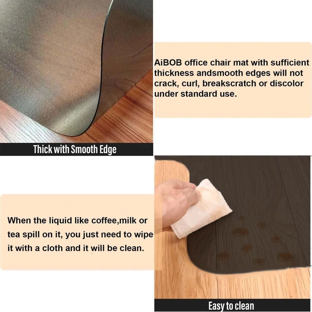Alt view image 3 of 7 - Office Chair Mat for Hardwood Floor, 36" x 48" Black Mat with Lip Laminate/Tile/Vinyl, Not Carpet, Computer Desk Mat, With Lip, Stay in Place, Easy Glide for Rolling Chair, Easy Trim