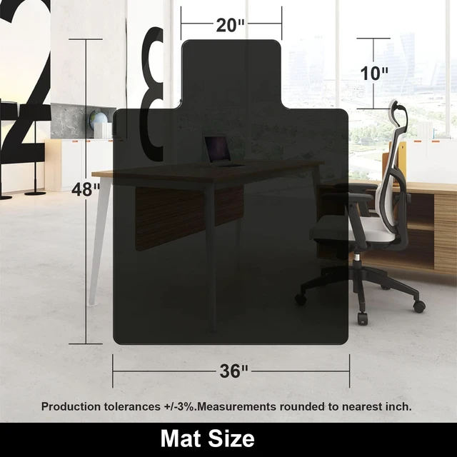 Alt view image 6 of 7 - Office Chair Mat for Hardwood Floor, 36" x 48" Black Mat with Lip Laminate/Tile/Vinyl, Not Carpet, Computer Desk Mat, With Lip, Stay in Place, Easy Glide for Rolling Chair, Easy Trim