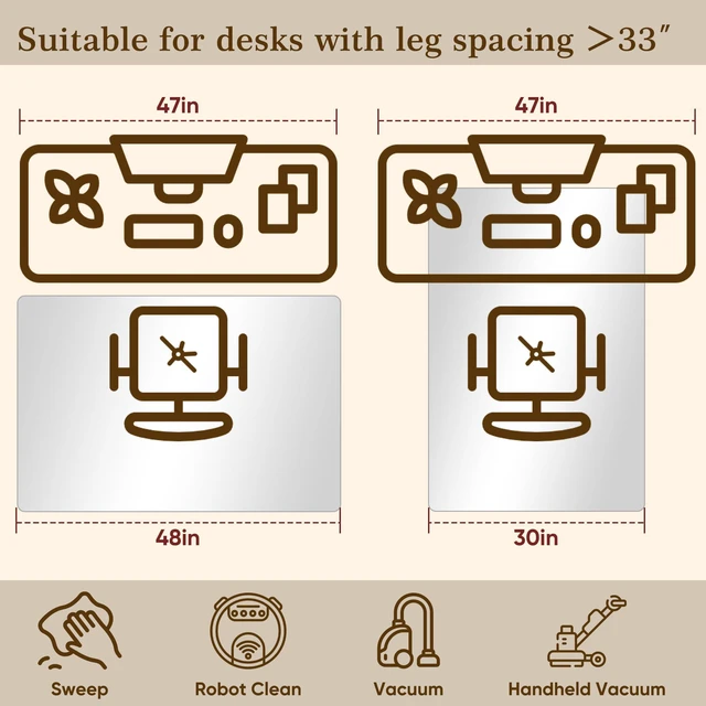 Alt view image 4 of 7 - 30"x48" Tempered Glass Office Chair Mat for Carpet & Hardwood Floor 1/5" Thick Clear Floor Protector Desk Chair Mat with Rounded and Polished Edges, Resist Scratching, Cracking, Curling