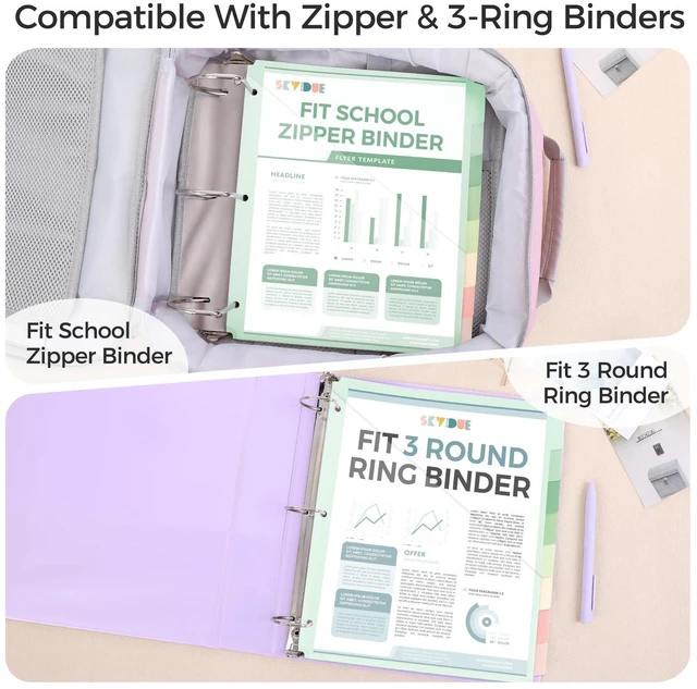 Alt view image 5 of 7 - Binder Dividers with Tabs and Pockets, 8 Tabs Dividers for 3 Ring Binder Plastic Binder Dividers for School, Office, Home