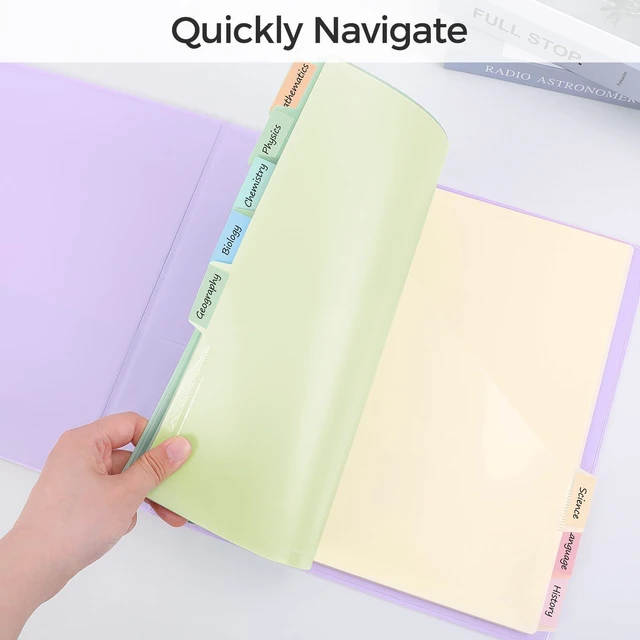 Alt view image 6 of 7 - Binder Dividers with Tabs and Pockets, 8 Tabs Dividers for 3 Ring Binder Plastic Binder Dividers for School, Office, Home