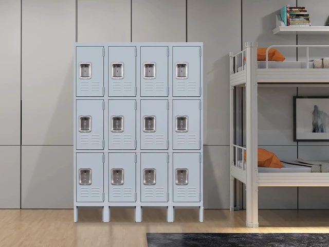 Alt view image 2 of 6 - Metal Storage Locker, 3 Doors Lockable Steel Cabinet Lockers 66'' X 12 X 12 for Employees/School/Gym/Home/Office/Industrial Lockers (Gray)