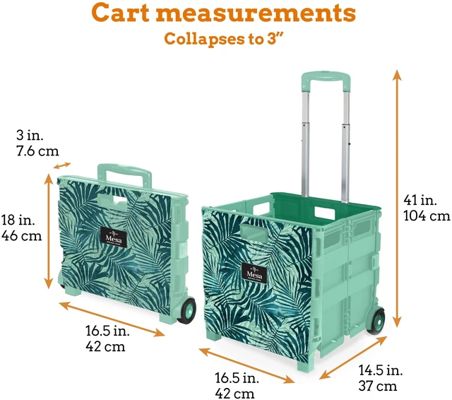 Alt view image 2 of 7 - Ultra-Slim Rolling Collapsible Storage Pack-N-Roll Utility-carts, with Telescopic Handle, for Home, Garden, Shopping, Office, School use, Large, Motif Print