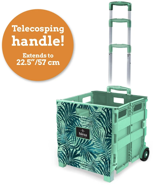 Alt view image 4 of 7 - Ultra-Slim Rolling Collapsible Storage Pack-N-Roll Utility-carts, with Telescopic Handle, for Home, Garden, Shopping, Office, School use, Large, Motif Print