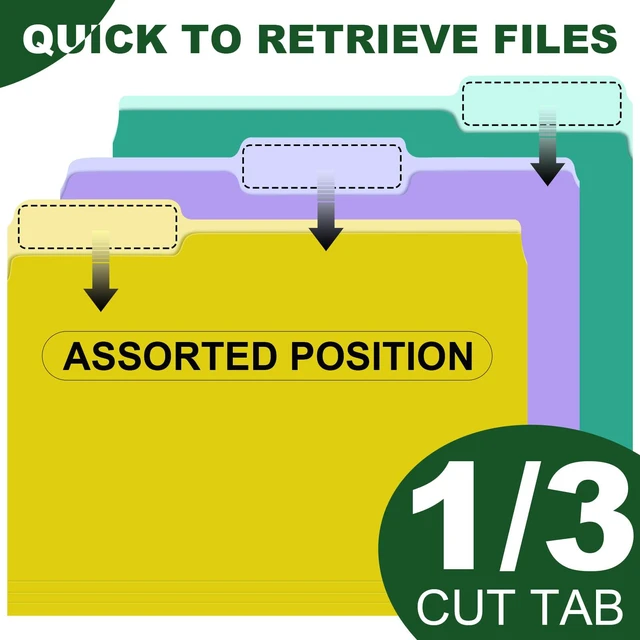 Alt view image 3 of 7 - 240 Pack Colored File Folders,20 Colors File Folders Letter Size Manilla Folders 8.5 x 11,1/3 Cut Tab Filing Folders for Office School Business Documents Files Paper