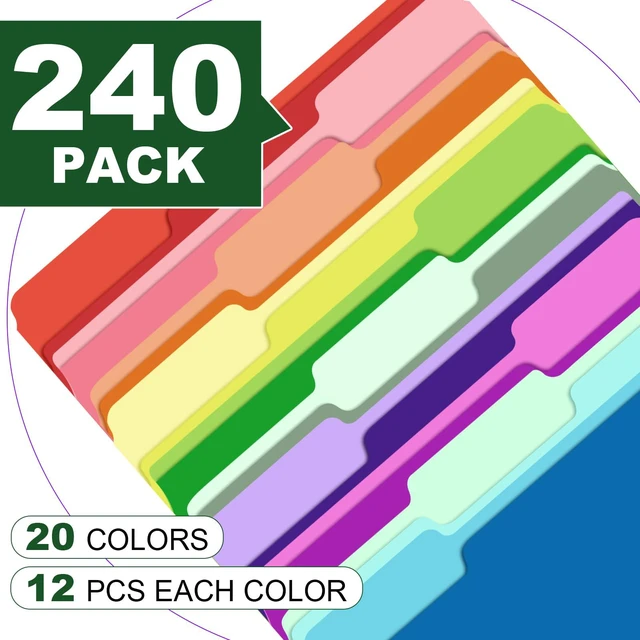 Alt view image 4 of 7 - 240 Pack Colored File Folders,20 Colors File Folders Letter Size Manilla Folders 8.5 x 11,1/3 Cut Tab Filing Folders for Office School Business Documents Files Paper