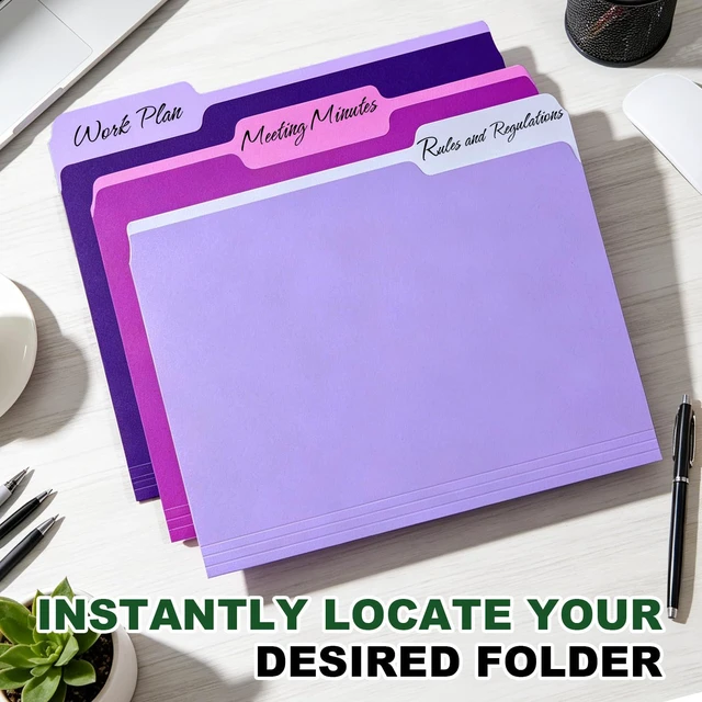 Alt view image 6 of 7 - 240 Pack Colored File Folders,20 Colors File Folders Letter Size Manilla Folders 8.5 x 11,1/3 Cut Tab Filing Folders for Office School Business Documents Files Paper