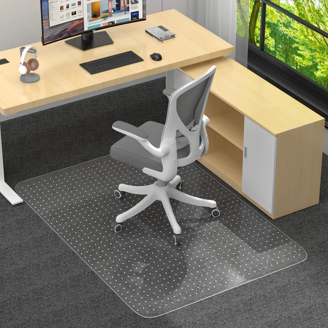 Main image of Office Chair Mat for Low Pile Carpet, Clear Heavy Duty Chair Mat with Lip 36" x 48" Plastic Floor Protector Under Desk Chair Mat for Computer Chairs, Smooth Rolling Protection for Home Office Carpets