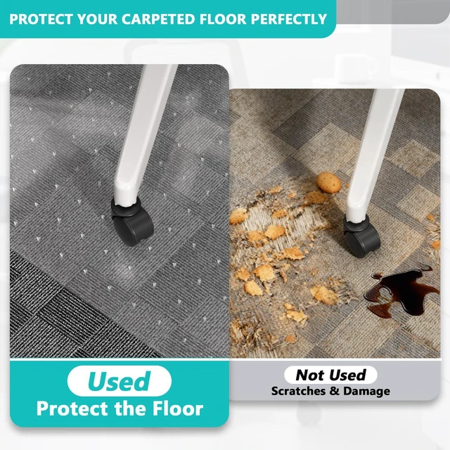 Alt view image 3 of 7 - Office Chair Mat for Low Pile Carpet, Clear Heavy Duty Chair Mat with Lip 36" x 48" Plastic Floor Protector Under Desk Chair Mat for Computer Chairs, Smooth Rolling Protection for Home Office Carpets