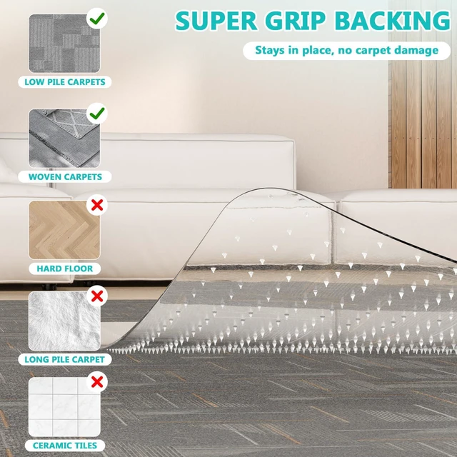 Alt view image 4 of 7 - Office Chair Mat for Low Pile Carpet, Clear Heavy Duty Chair Mat with Lip 36" x 48" Plastic Floor Protector Under Desk Chair Mat for Computer Chairs, Smooth Rolling Protection for Home Office Carpets