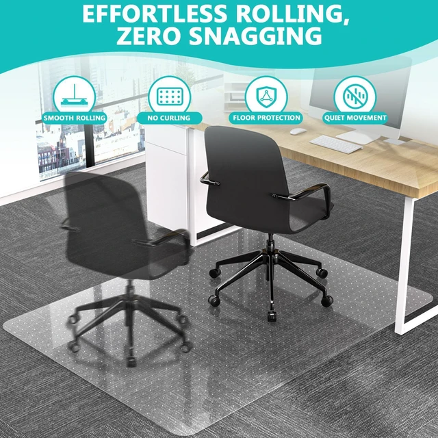 Alt view image 6 of 7 - Office Chair Mat for Low Pile Carpet, Clear Heavy Duty Chair Mat with Lip 36" x 48" Plastic Floor Protector Under Desk Chair Mat for Computer Chairs, Smooth Rolling Protection for Home Office Carpets
