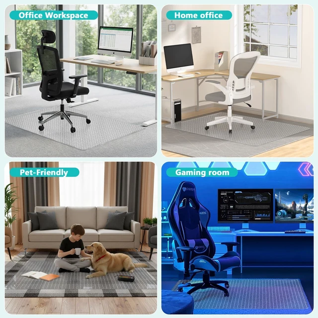 Alt view image 7 of 7 - Office Chair Mat for Low Pile Carpet, Clear Heavy Duty Chair Mat with Lip 36" x 48" Plastic Floor Protector Under Desk Chair Mat for Computer Chairs, Smooth Rolling Protection for Home Office Carpets