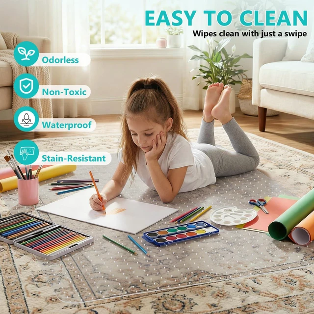Alt view image 5 of 7 - Office Chair Mat for Low Pile Carpet, Clear Heavy Duty Chair Mat with Lip 36" x 48" Plastic Floor Protector Under Desk Chair Mat for Computer Chairs, Smooth Rolling Protection for Home Office Carpets
