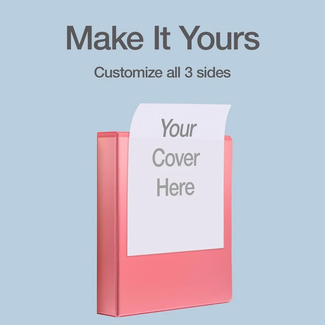 Alt view image 5 of 7 - 1.5 Inch 3 Ring Binders, 4 Pack, Assorted Colors, Holds 375 Sheets D rings, clear view covers for custom inserts, and 2 inside pockets. PVC free, non stick. Stock up pack