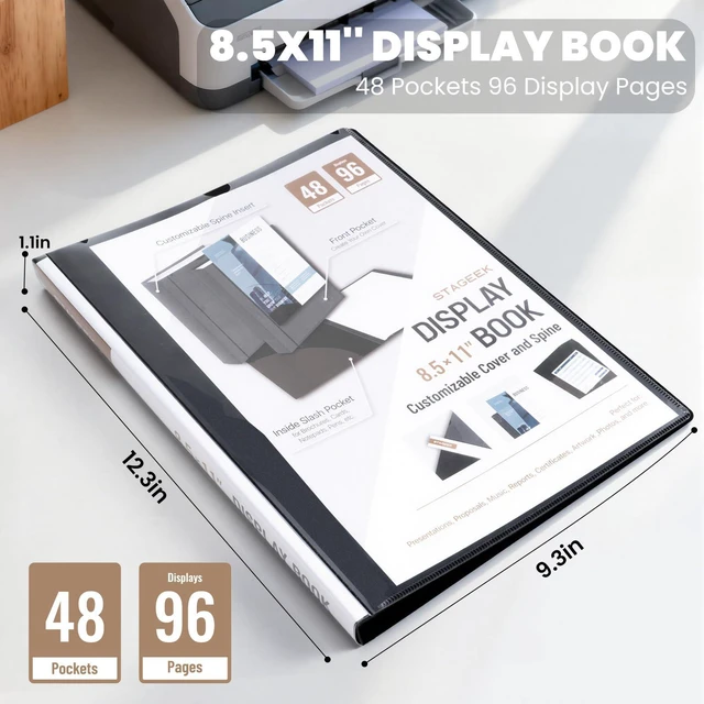 Alt view image 2 of 7 - 48-Pocket portfolio binder display 96 pages, 8.5x11 Binder with Plastic Sleeves, Portfolio Folder with Clear Sheet Protectors, Presentation Book for Artwork Document Organize