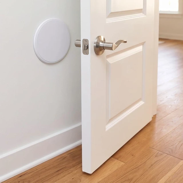 Alt view image 3 of 7 - 5 Pack - Door Stoppers for Wall - 5 Inch Door Knob Wall Protector, Self Adhesive Peel and Stick Door Bumper, Wall Protectors from Door Knobs, Anti Slam, White