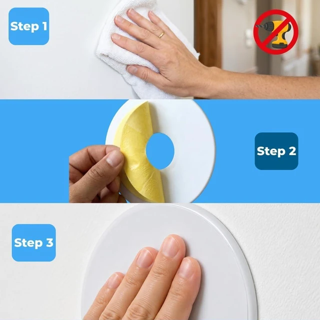 Alt view image 6 of 7 - 5 Pack - Door Stoppers for Wall - 5 Inch Door Knob Wall Protector, Self Adhesive Peel and Stick Door Bumper, Wall Protectors from Door Knobs, Anti Slam, White
