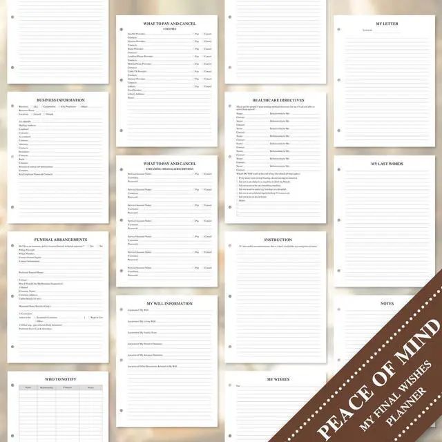 Alt view image 6 of 7 - End of Life Binder Organizer Death Planner 8.5"x11", Final Wishes & Estate Document Folder with 8 Dividers & 10 Letter Size Binder Pockets, When I Die Journal Before Death Life Plan Book, Black
