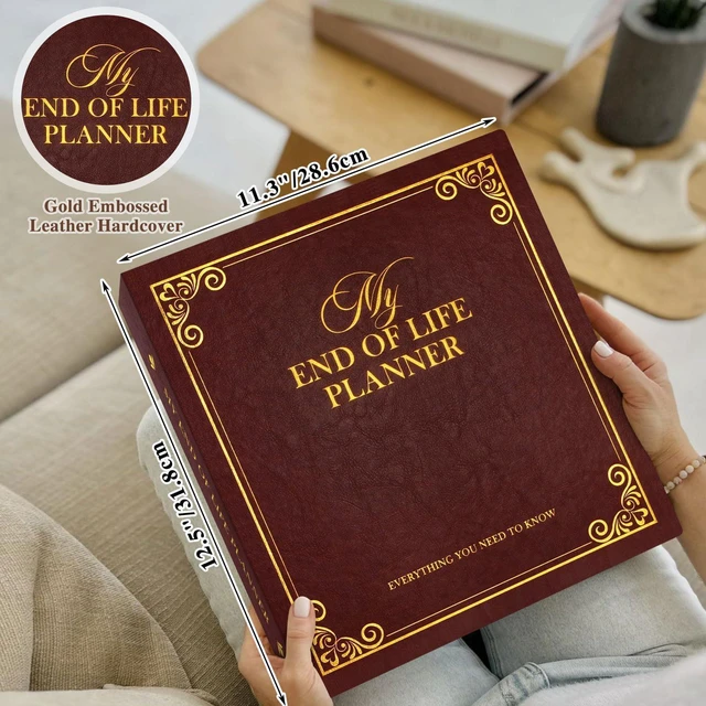 Alt view image 2 of 7 - End of Life Binder Organizer Death Planner 8.5"x11", Final Wishes & Estate Document Folder with 8 Dividers & 10 Letter Size Binder Pockets, When I Die Journal Before Death Life Plan Book, Brown