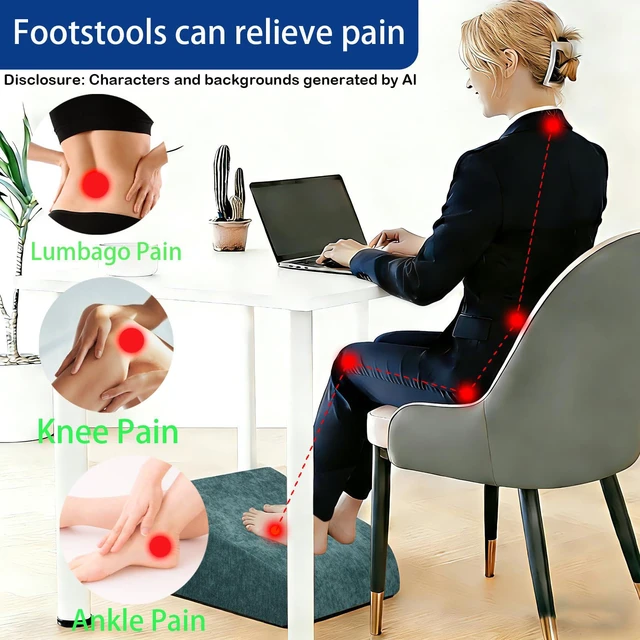 Alt view image 3 of 7 - Foot Rest for Under Desk at Work, Ergonomic Under Desk Footrest with Washable Cover for Office, Home & Gaming Leg Elevation Pillow Green