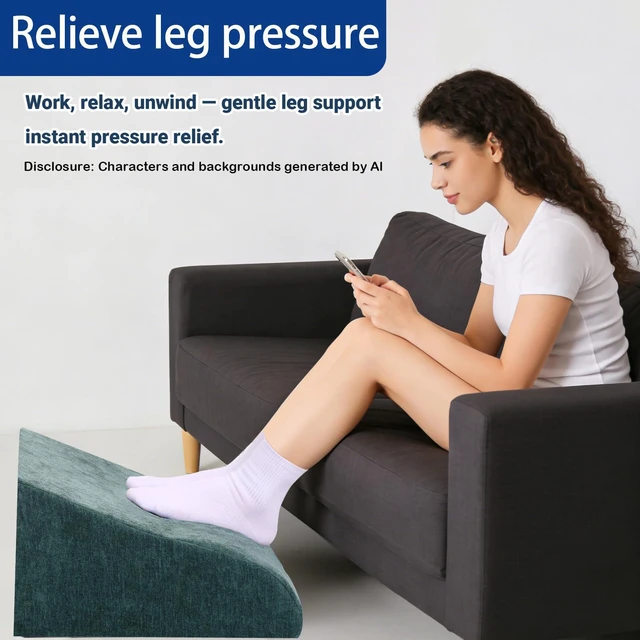 Alt view image 5 of 7 - Foot Rest for Under Desk at Work, Ergonomic Under Desk Footrest with Washable Cover for Office, Home & Gaming Leg Elevation Pillow Green