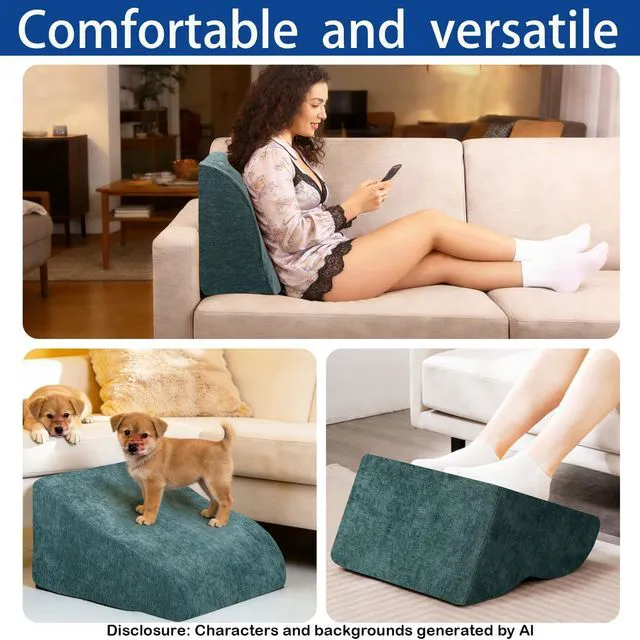 Alt view image 7 of 7 - Foot Rest for Under Desk at Work, Ergonomic Under Desk Footrest with Washable Cover for Office, Home & Gaming Leg Elevation Pillow Green