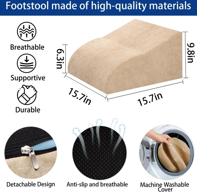 Alt view image 2 of 7 - Foot Rest for Under Desk at Work, Ergonomic Under Desk Footrest with Washable Cover for Office, Home & Gaming Leg Elevation Pillow Beige