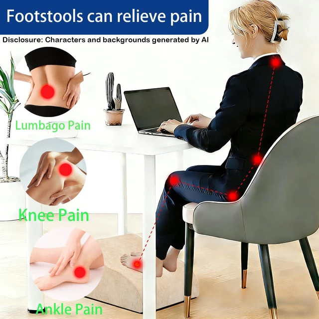 Alt view image 3 of 7 - Foot Rest for Under Desk at Work, Ergonomic Under Desk Footrest with Washable Cover for Office, Home & Gaming Leg Elevation Pillow Beige
