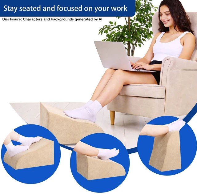 Alt view image 4 of 7 - Foot Rest for Under Desk at Work, Ergonomic Under Desk Footrest with Washable Cover for Office, Home & Gaming Leg Elevation Pillow Beige