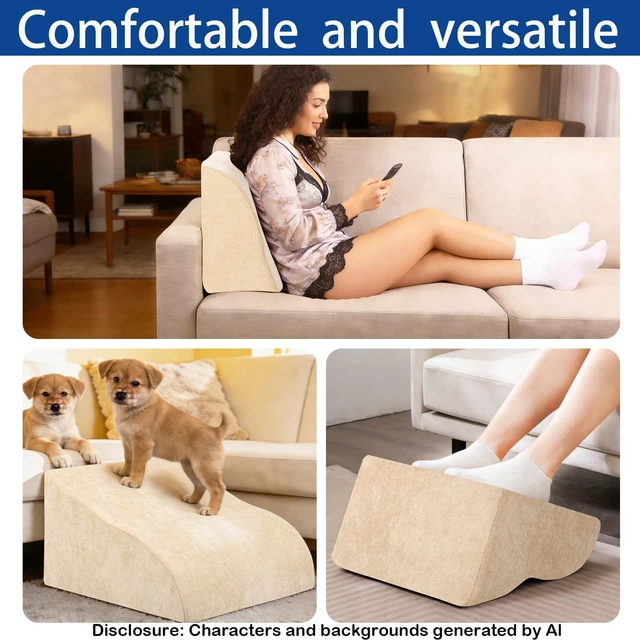 Alt view image 7 of 7 - Foot Rest for Under Desk at Work, Ergonomic Under Desk Footrest with Washable Cover for Office, Home & Gaming Leg Elevation Pillow Beige