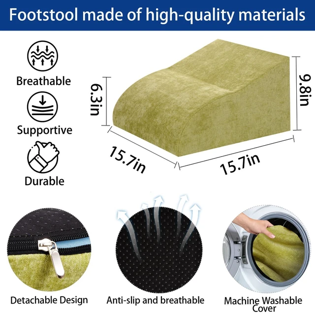 Alt view image 2 of 7 - Foot Rest for Under Desk at Work, Ergonomic Under Desk Footrest with Washable Cover for Office, Home & Gaming Leg Elevation Pillow Fruit Green