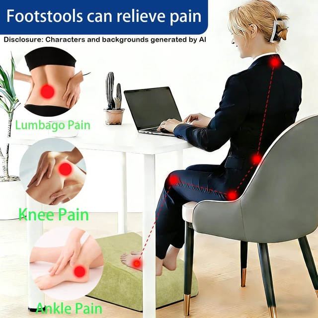 Alt view image 3 of 7 - Foot Rest for Under Desk at Work, Ergonomic Under Desk Footrest with Washable Cover for Office, Home & Gaming Leg Elevation Pillow Fruit Green
