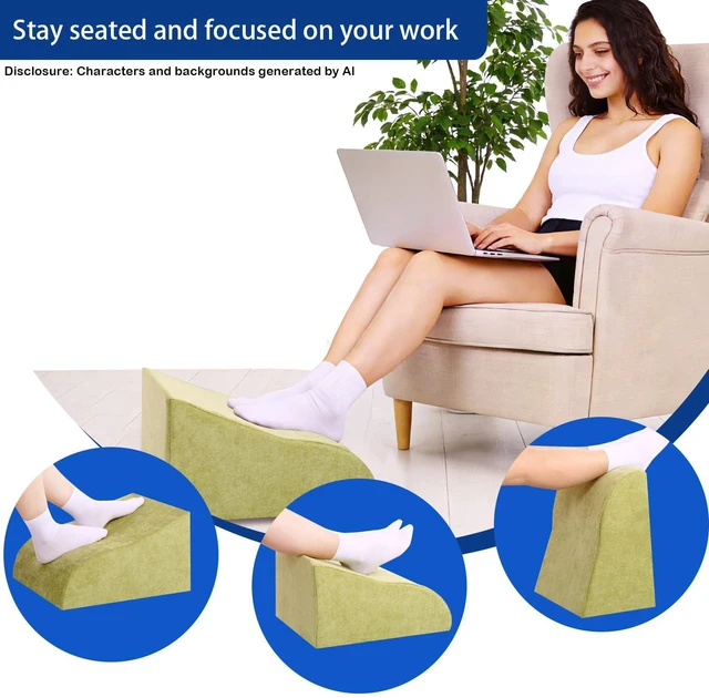 Alt view image 4 of 7 - Foot Rest for Under Desk at Work, Ergonomic Under Desk Footrest with Washable Cover for Office, Home & Gaming Leg Elevation Pillow Fruit Green